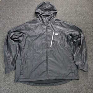 Vintage Nike Windbreaker Jacket Womens XL Y2k Fyll Zip Geometric Black Hooded